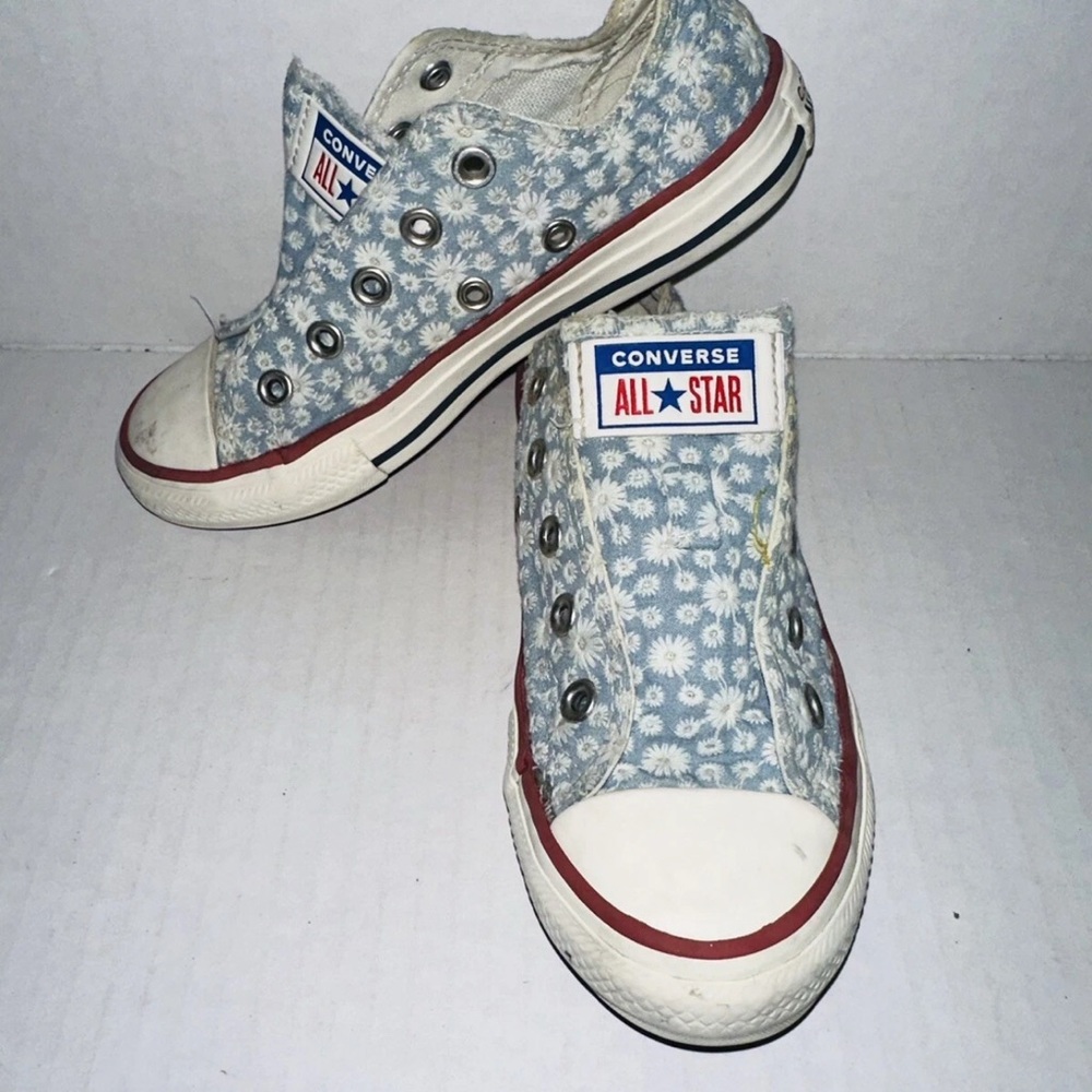 Converse All-Star Blue Denim Daisy Low Sneakers Shoes Girl’s Junior Size 12